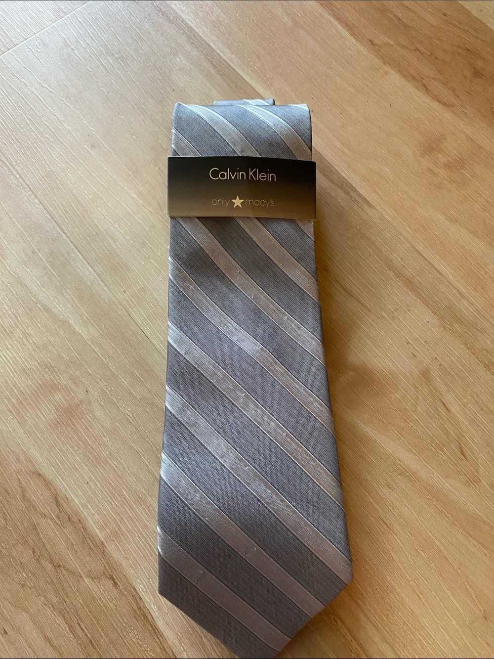 Calvin Klein Gray and Silver Diagonal Stripe Tie